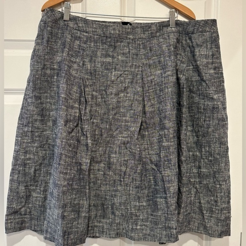 Talbots Linen Blend Blue Pleated Skirt 20W NWT